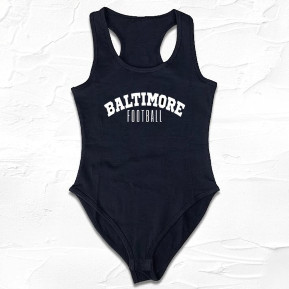 Womens Baltimore VS Everybody Game bodysuit, Maryland Flock